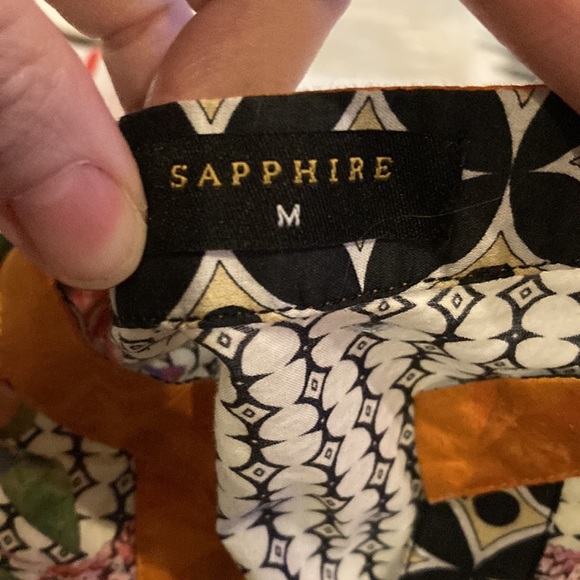 Sapphire Brand Floral dress -splits up sides, wooden buttons-Size Med - Picture 9 of 11